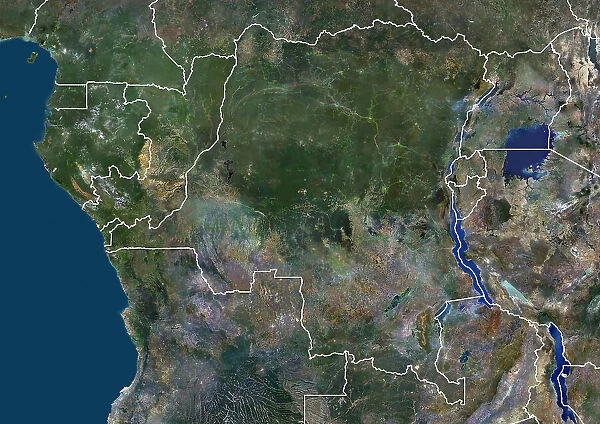 Democratic Republic of Congo with borders