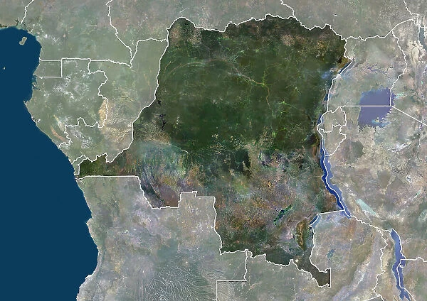 Democratic Republic of Congo with borders and mask