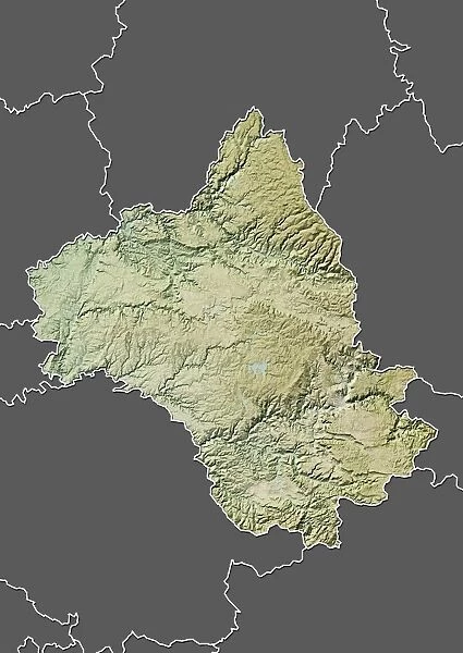 Departement of Aveyron, France, Relief Map