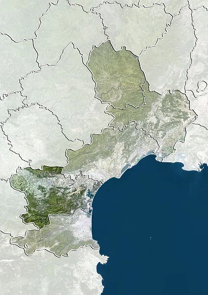 Departement of Pyrenees-Orientales, France, True Colour Satellite Image