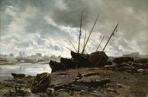 Dieppe: Boats Beached. 1882. Oil on canvas. Emmanuel Lansyer (1835-1893) French landscape painter