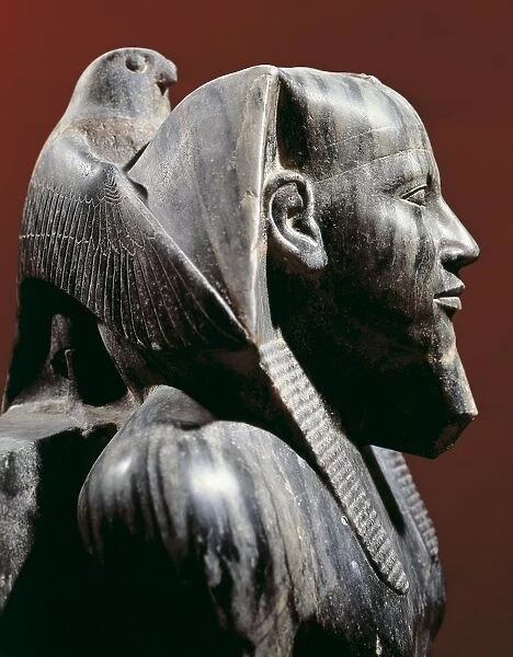 Diorite statue of pharaoh Khafre, from Giza, detail