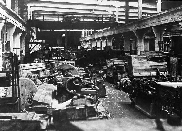 Dismantled factory machinery ready for shipment to the urals, 1941