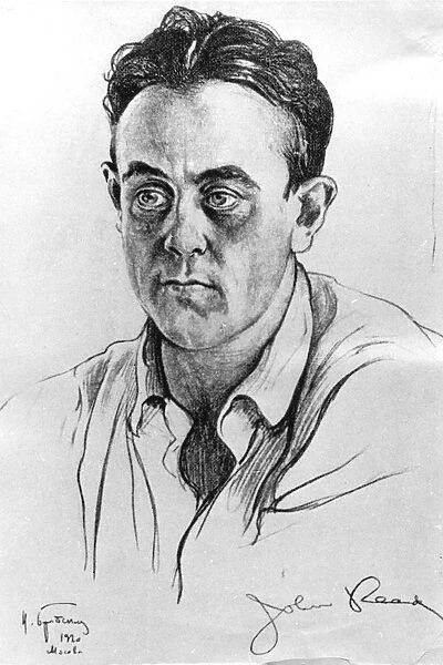 Drawing of american revolutionary, writer and newspaper reporter john reed, moscow, 1920
