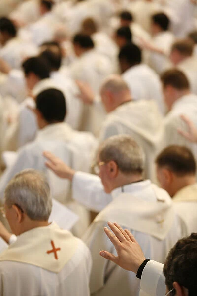 Easter thursday mass in Saint Peters basilica Priests