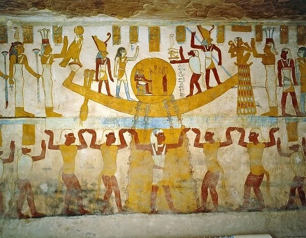 Egypt - Bahariya Oasis, Tomb of Pa Nentwy. Detail of mural paintings of the Late Period, Dynasty XXVI, 663-525 BC