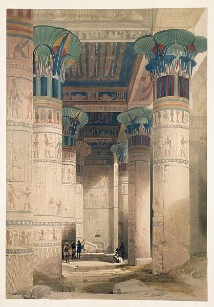 Egypt, interior of the Grand Portico of the Temple of Philae, engraving based on a drawing by David Roberts from Egypt and Nubia, 1846-1850