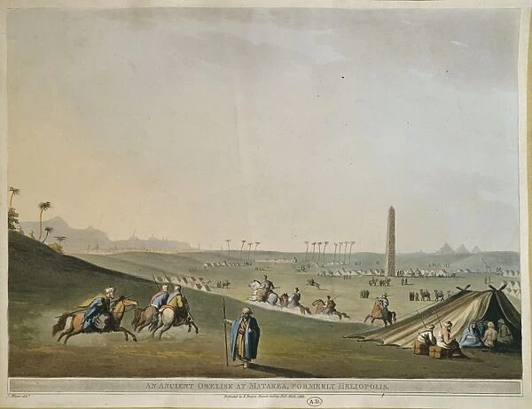Egypt, Nomads and the obelisk at Materieh (Old Heliopolis, or the City of the Sun) by Luigi Mayer, engraving, 1802