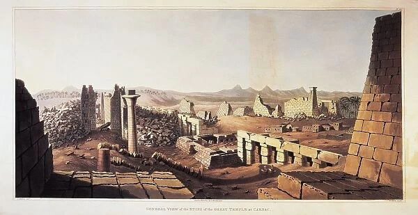 Egypt, ruins of Karnak Temple, drawing by Giovanni Battista Belzoni, 1822