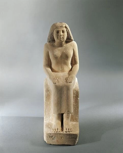 Egypt, Seated woman, fourth dynasty from the mastaba of Nefertkau at Giza, limestone