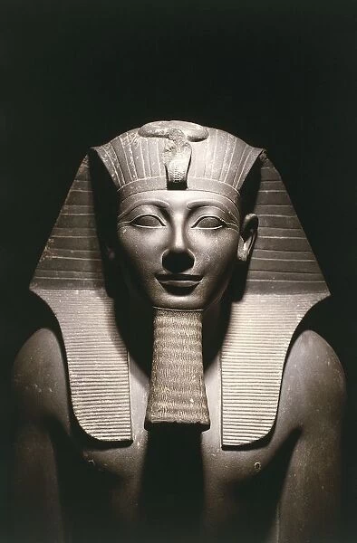 Egypt, Detail of Statue of Thutmose III (before 1479-circa 1425 B. C. ), eighteenth dynasty, from the temple of Amun at Karnak in Luxor, basalt