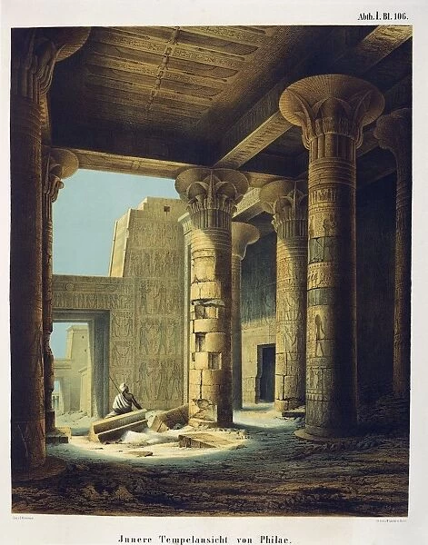Egypt, Temple of Philae, drawing from Monuments of Egypt and Ethiopia by Richard Lepsius, 1842