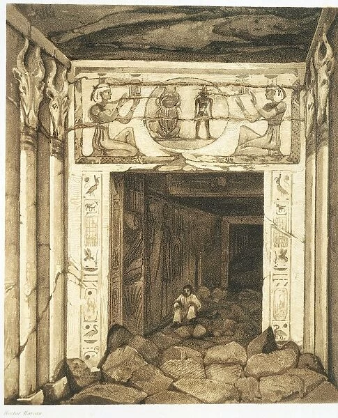 Egypt, Thebes, Valley of the Kings: entrance to the tomb of Ramses III by Hector Horeau (1801-1872) from Panorama d Egypte et de Nubia, Paris, 1841