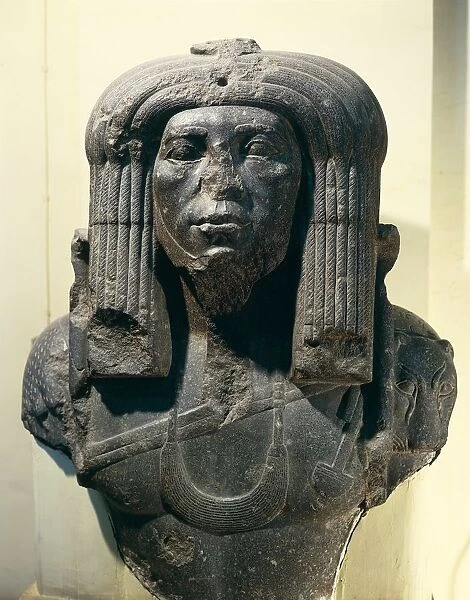 Egyptian civilization, Diorite bust of Amenemhat III, from Fayum