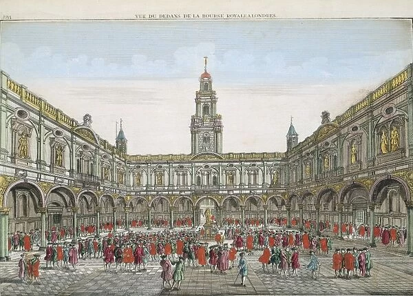 England, London, Interior of Royal Exchange, engraving