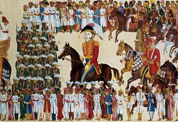 English grandee rides in an Indian procession. Company Style (East India Company)