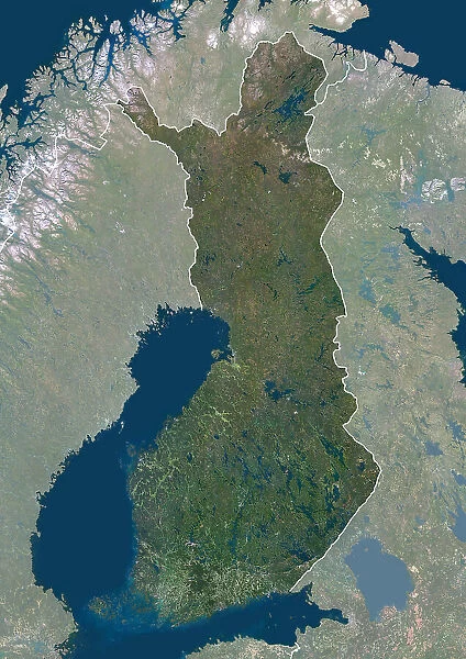 Finland with borders and mask