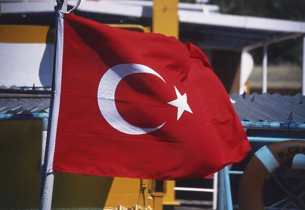 The flag of Turkey blowing in the breeze. The flag has been in use since 1844 and officially adopted 5 June 1936. The nickname of the Turkish people for this flag is ay yildiz meaning moon star