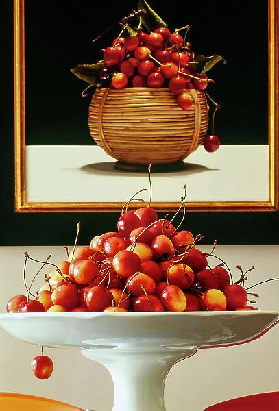 Flowers at home, fruit bowl with cherries