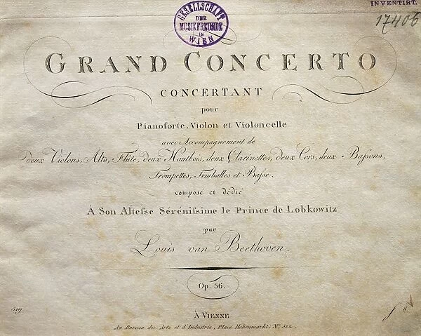 Frontispiece of Concerto for violin, cello, and piano in C major, Op. 56