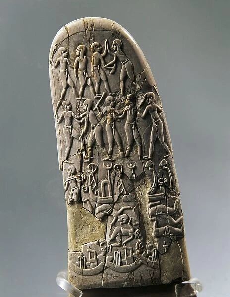 Gebel el-Arak Knife handle, carved with land battle and sea battle scenes, late Predynastic period
