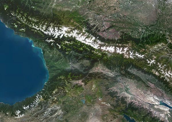 Georgia. Color satellite image of Georgia and neighbouring countries