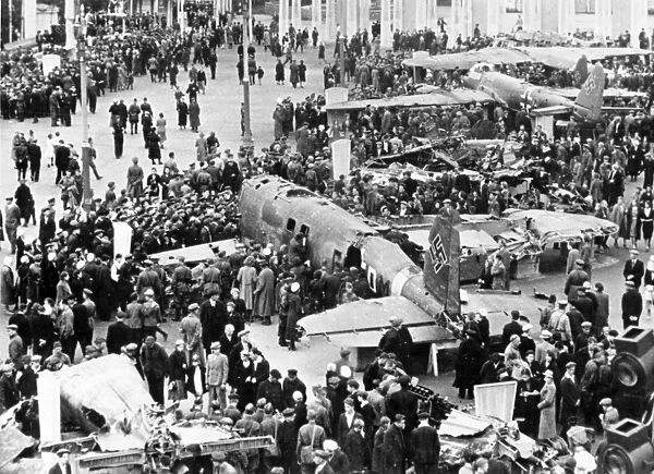 German planes brought down by the soviets are exhibited on a moscow square