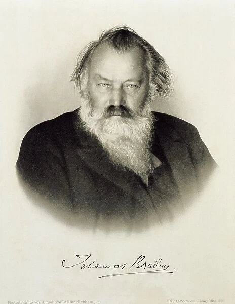 Germany, engraved portrait of German composer, pianist and conductor Johannes Brahms