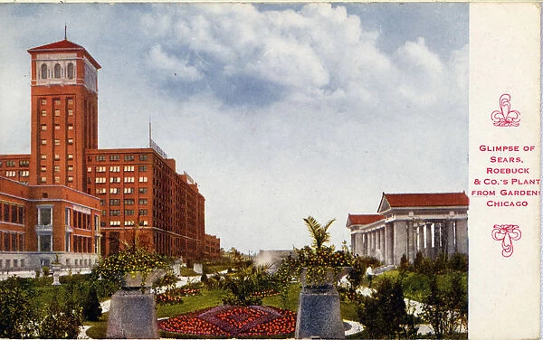 A Glimpse of Sears, Roebuck 7 Co.s Plant from Gardens Chicago