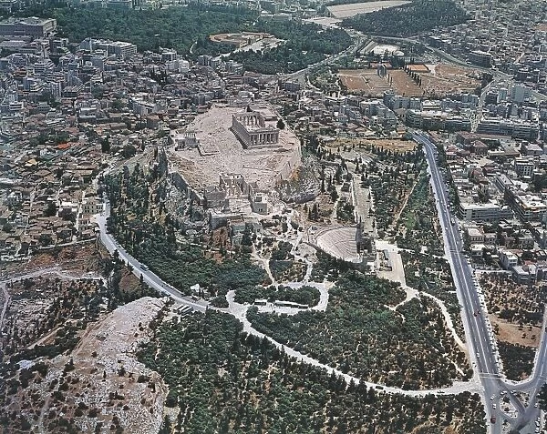 Greece, Attica, Athens, Aerial view of Athens Acropolis