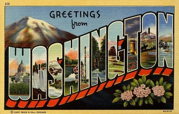 Greeting Card from Washington State. ca. 1938, Washington, USA, Greeting Card from Washington State