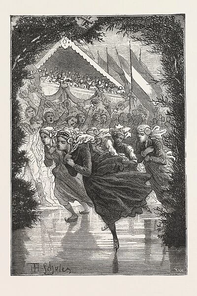 Gretel Wins the Silver Skates, Engraving 1876