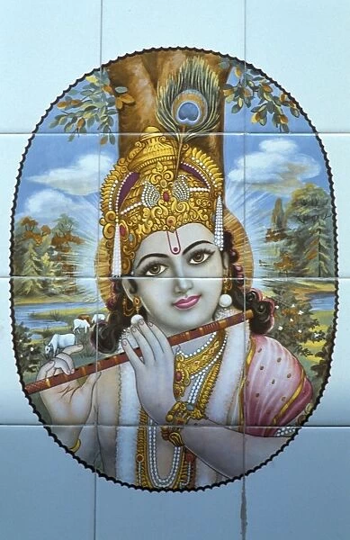 Hindu god Krishna with his flute