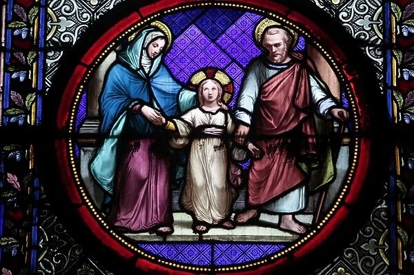 Holy Family stained glass in Sainte Clotilde church