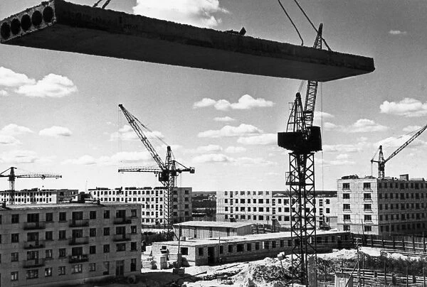 Housing construction in segezh, the paper industry center in karelia, ussr, early 1960s
