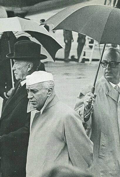 Indian Prime Minister Nehru meeting with West German Chancellor c1961