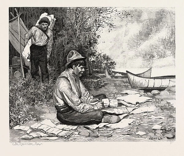 Indians Making Torches, Canada, Nineteenth Century Engraving
