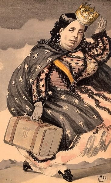 Isabella II (1830-1904) Queen of Spain (1833-1870). Isabella, clutching her suitcase
