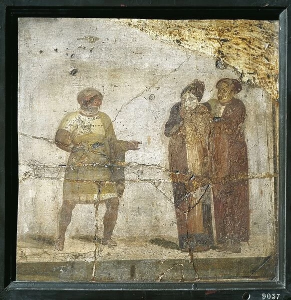 Italy, Campania, Pompeii, Theatre scene, fresco