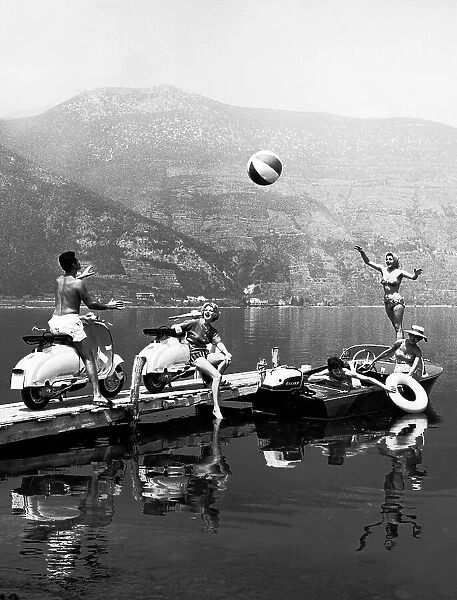 Italy. Lake. Vespa. 1960
