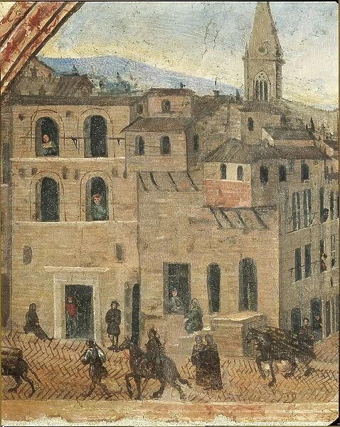 Italy, Perugia, Medieval buildings, fresco