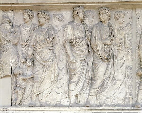 Italy, Rome, Augustae Ara Pacis, Rome, Augustae Ara Pacis, built between 13 b. c. and 9 b. c. to celebrate peace of Augustus, relief of procession that accompanies Augustus, detail with magistrates