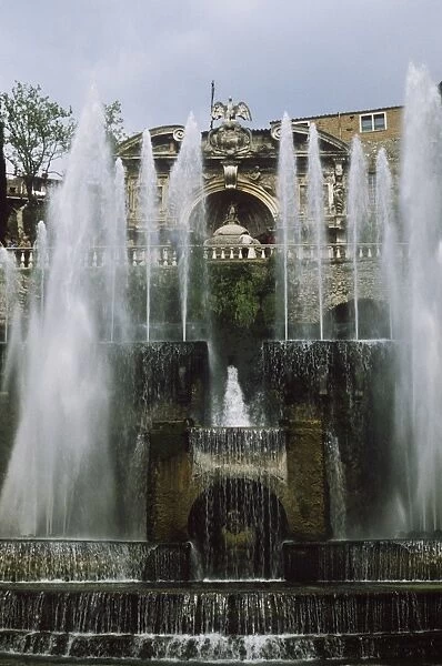 Italy, Tivoli, Water Organ Fountain and Fountain of Neptune at Villa d Este