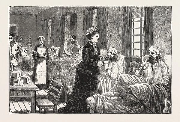 In the Katherine Hospital, Belgrade, Serbia, Engraving 1876