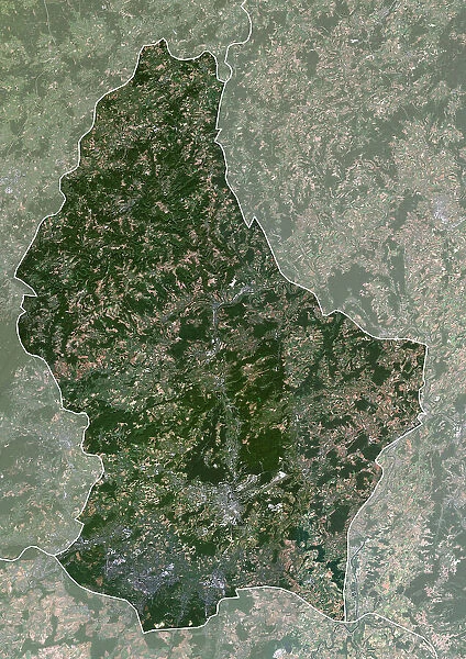 Luxembourg with borders and mask