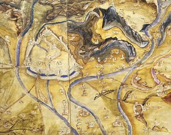 Map of province of Brescia and Val Trompia, from Book of Privileges Miniature
