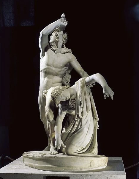 Marble sculptural group known as Galatian suicide or Ludovisi Gaul killing himself and his wife, Copy from Greek bronze original