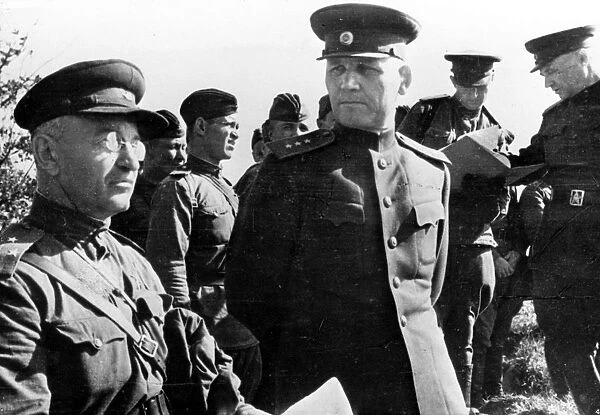 Marshal ivan konev at his command post, (center)