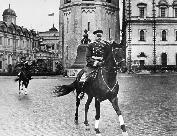 Marshal of the soviet union, konstantin rokossovsky, on his way to red square from the kremlin for the victory day parade, moscow, 1945