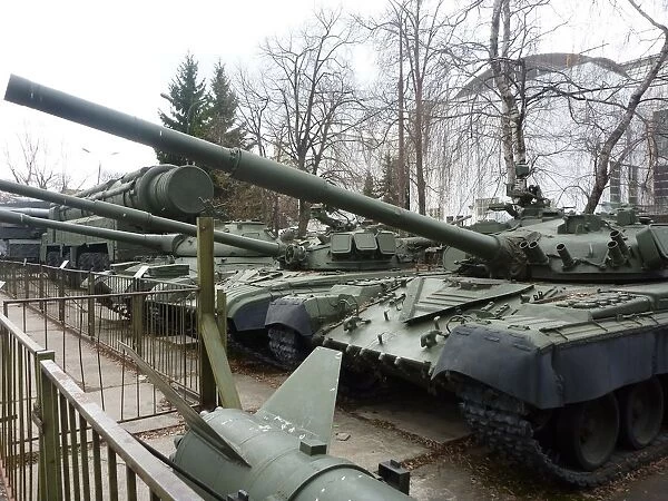Military hardware on display in the outdoor potion of the central museum of armed forces, moscow, russia, april 2011